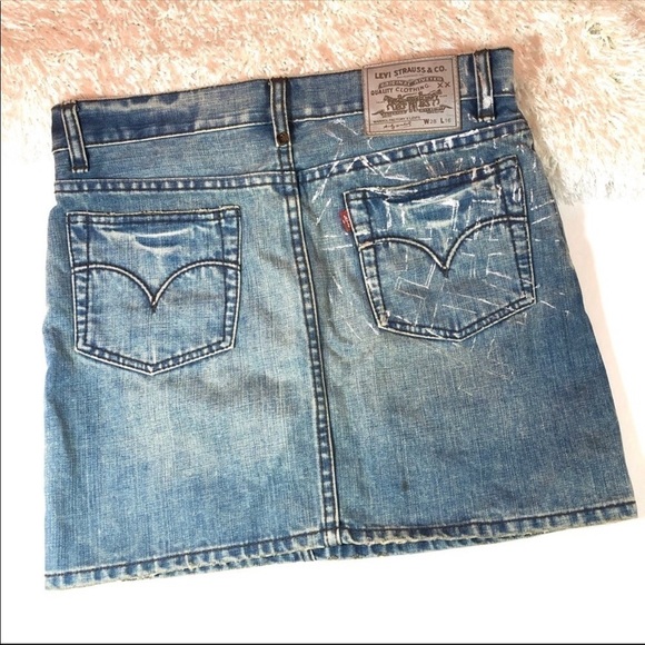 Rare Andy Warhol X LEVI'S Denim Mini Blue Skirt 28 - Picture 1 of 8